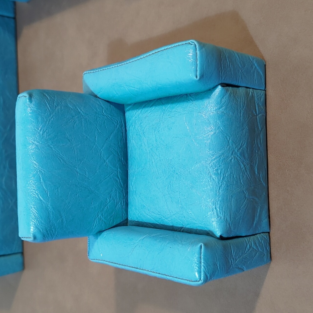 Doll Furniture Living Room Set of 3 Hand Crafted Vintage Blue Boat seat material - Picture 2 of 16